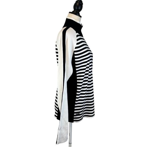 Y2K LRL Ralph Lauren Cotton Half Zip
Black White Stripe Sweater Size XL Preppy - Picture 5 of 13
